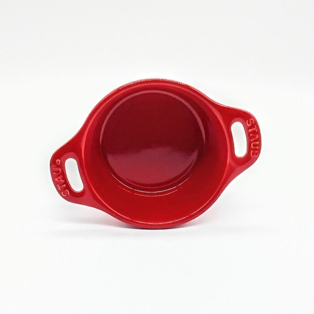 Staub Red Ceramic Double Handle 4-Inch Round Ramekin - Picture 3 of 5